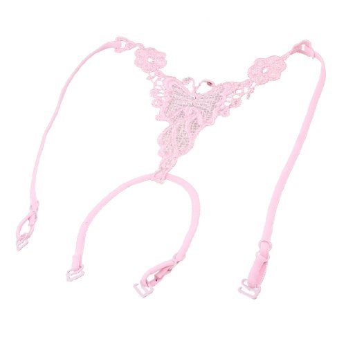 Miki&Co Cross Back Pink Butterfly Flower Embroider Bra Shoulder Strap