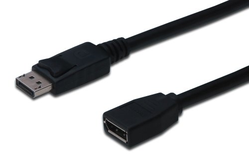 Assmann AK-340200-020-S DisplayPort Verlängerungskabel (DisplayPort 1.2, Stecker auf Buchse, 2 m) mit Verriegelung
