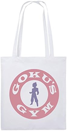 Comedy Bags - SON GOKU'S GYM - jute bag - long handles - 38x42cm - Colour: white / rosa-violet