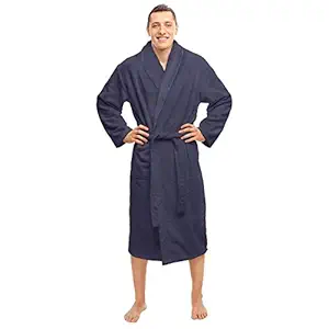 Samaaya Unisex Adults Cotton Full Sleeve Bathrobe (Blue, Extra Large)
