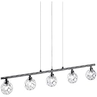 Paul Neuhaus 50192-17 Jofe - Lámpara de techo con 5 luces (cromo, incluye 5 bombillas halógenas G9 140 W, 230 V, 86,6 x 19,2 x 10,6 cm), color plateado