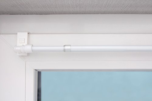 Gardinenstange ausziehbar “ California “ verschiedene Größen und Farben + Klemmträger zur Aufhängung von Scheibengardinen ohne Bohren Weiß 85-130 cm - 3