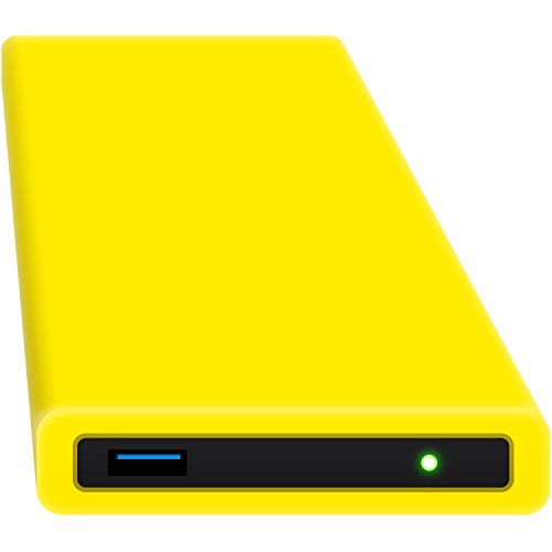 HipDisk HD-GL-00 externes Festplattengehäuse mit austauschbarer Silikon-Schutzhülle gelb 2,5 Zoll USB 3.0 für HDD und SSD stoßfest wasserabweisend