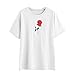 Produktbild Damen T-Shirt,Internet Sommer Frauen Kurzarm O-Ausschnitt Stickerei Blumen T-Shirt Tops Classics Mode Casual Beiläufig Lose Bluse Pullover Tops Tee (Weiß, M)