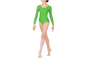 BODYWEAR LTD - Maillot de manga larga para niñas, nailon brillante, ajuste cómodo, ropa de rendimiento, esencial para clase de baile, ballet, gimnasia, baile, escuela, ropa deportiva