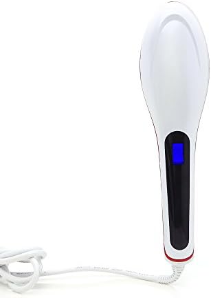 KingOfHearts Electric Hair Straightening Brush - Fast Heated Hair Straightener with LCD Temperature Display, Anti Scald Static Detangling Styling Device for Long, Short, Thick, Curly Hairs - Pearl White