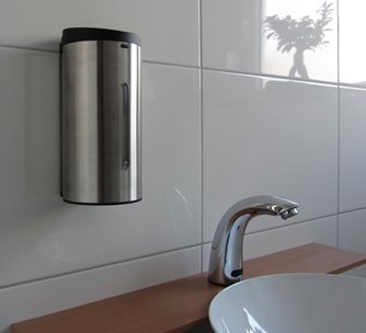 Sensor Seifenspender Edelstahl mit automatischer Auslösung -Komplettpaket incl. Batterien Infrarot / automatic soap dispenser / - 2