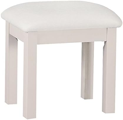 Donington White Painted Dressing Table Stool | Wooden Stool with Fabric Seat Pad