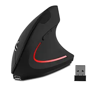 Wireless Vertical Mouse,Rechargeable 2.4G Ergonomic Wrist Relax Mice with 3 Adjustable DPI Levels and 6 Buttons for Laptop PC Notebook Chromebook Macbook (Right Hand)