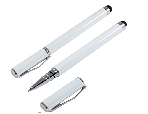 2x iPrime® Touch Pen Stylus + Kugelschreiber Stift Eingabestift Weiß für iPad, iPhone, iPod, Galaxy Tab, Galaxy S2 S3 S4 S5, Galaxy Note, HTC, Acer und viele andere Touchscreen-Geräte