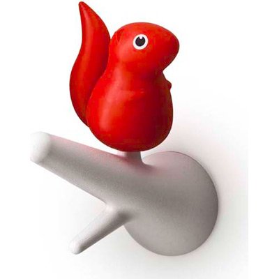 Qualy QL10088W-R Wandhaken 2 Stück / Pack Hook Squirrel, weiß / rot