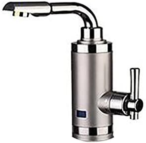 Electric Water Heater 360°Rotation 220V Instant Kitchen under inflow Hot Water Faucet with LED Digital Display,silver