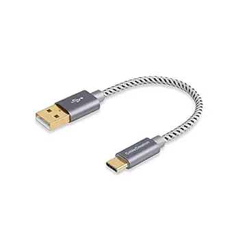 CableCreation Short 0.5ft Braided Type C to A USB Cable for Macbook 12-inch, Google ChromeBook Pixel,Nexus 5X/6P, and More (15cm, Grey)