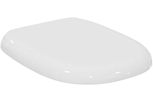 Ideal Standard Tesi Sedile WC, forma arrotondata, Sedile del water resistente, incluso set di cerniere per una facile installazione, in robusto duroplast – Bianco (365x440x60 mm)