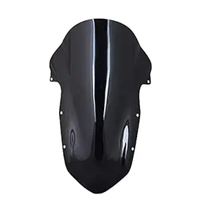 JBRACING Double Bubble Head Light Wind Shield Visor for Bajaj Pulsar 220 (Black)