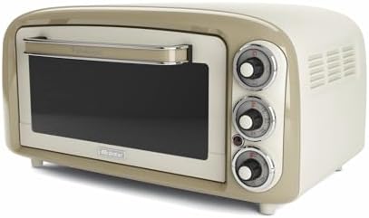Ariete Forno Vintage 979, Forno Elettrico con 3 Posizioni di Cottura, Forno per Pizza da 30 cm, Temperatura Max 230°C, Timer, Griglia in Acciaio Inox, 1300W, Beige