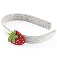 Haarreif aus Metall ummantelt mit hochwertigem Wollfilz für Groß und Klein mit einer Erdbeere und kleinen Rocailles verziert