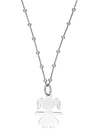 Collana lunga 60CM e ciondolo Bimba grande 26x20MM in Argento 925 rodio