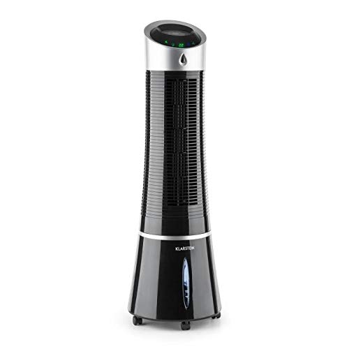 Klarstein Skyscraper Ice Fresh Line - Rafraichisseur d'air, Humidificateur, Purificateur, Ventilateur, Consommation économique, 500 m³/h, 3 Vitesses, 3 Modes, Noir