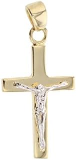 Gold Pendant Cross Pendant With White Gold Corpus 14 carat gold jewellery 3512