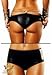 Produktbild Wetlook-Panty "Chain" Damenslip mit Metallring und Ketten schwarzer Shorts Unterhosen von Lolitta Dessous (S/M (32-36))