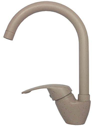 Niederdruck Küchenarmatur Mischbatterie Einhebelmischer Einhandmischer Spültischarmatur Wasserhahn Küchen Armatur Waschbeckenarmatur 360° schwenkbar Untertischgerät in Granit Beige 7019 - 2