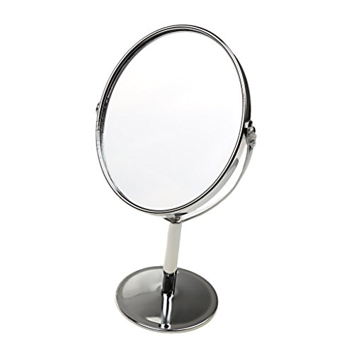 MagiDeal Make-up Spiegel Kosmetikspiegel Standspiegel 360° drehbar Schminkspiegel Rasierspiegel – Doppelseitige, ein Standard Spiegel und ein Vergrößerungsspiegel - 5