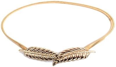 Women Slim Fit Metal Waist Belt Leave Buckle in Gold/ Silver