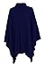 Produktbild Be Jealous - Damen Frauen Umhang Schal Pullover Gestrickt Wickel Rollkragen Poncho - M/L (EU 40/42), Marineblau - Offen Lose Passform Gehäkelt