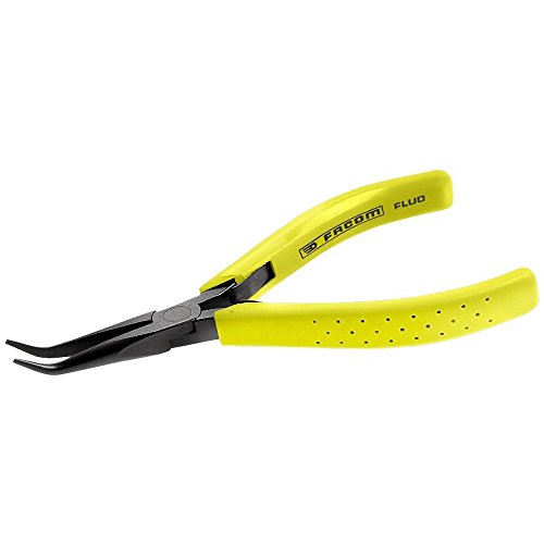 FACOM Zange Mitextra-langen, schmalen Backen,45GR.gebogen,Länge 135mm, Fluoreszierend, 1 Stück , 433.LMTF
