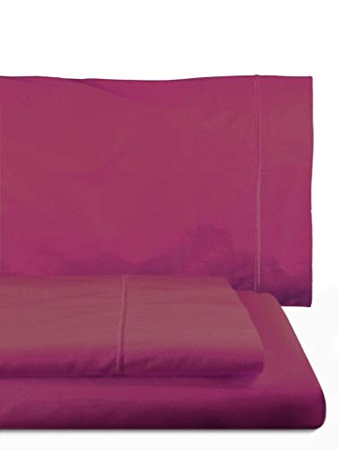 Lasa Juego Sábanas, algodón 100%, percal 200 Hilos, Fucsia, 180 x 285 cm108 cm45 x 130 cm, 3