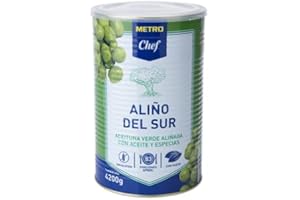 MAKRO CHEF ACEITUNAS ALIÑOS DEL SUR CHEF (SABROSAS ACEITUNAS ALIÑADAS CON RECETAS TRADICIONALES) ((PESO NETO 4200g (PESO ESCURRIDO 2500), 3 LATAS)