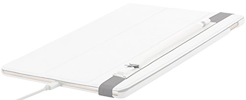 StilGut Pencil-Halter für Apple 12,9″ iPad Pro aus echtem Leder mit Lightning-Adapter-Fach. Stift-Halterung zur sicheren Aufbewahrung des Apple Pens, Weiß - 3