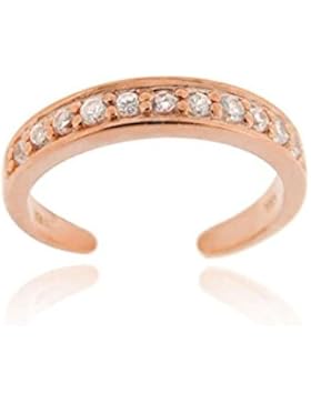 Luxuriöser Zehenring mit Zirkonia Diamanten, 24 Karat Rotgold Vermeil