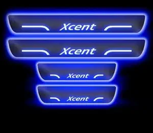 Goshop Blue Sill Plate Waterproof Premium Glass Finishing Look Car Door with Mirror Finish Foot Step Sill Plate Hyundai xcent(Set of 4PCS, Blue)