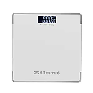 ZILANT Electronic Thick Tempered Glass and LCD Display Digital Personal Bathroom Health Body Weight Weighing Scale (Silver and Grey)