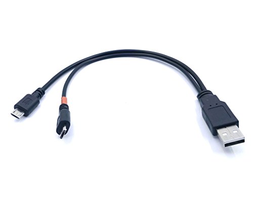 maxhood 28 cm/11 in USB 2.0 zu Micro-USB-Splitter-Kabel, USB 2.0 A männlich auf 2 doppelt Micro USB B männlich High Speed Aufladen und Daten Sync Kabel (nur eine Seite für Daten Sync) - 3