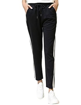 LHWY La Moda Femminile Parte Stripes Pantaloni Donne Nero Occasionale Pantaloni