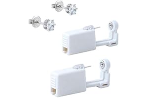 WONOLO Ear Piercing Gun, Disposable Sterile Ear Piercing Gun Safety Self Ear Piercing Gun Kit Ear Stud Gun with Alcohol Pad for Piercing Kit, Piercing Tool and Piercing Supplies (#1, Silver)