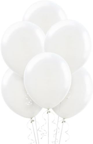 Pack of 50 White Balloons. Diameter 30 cm, 100 latex and biodegradable