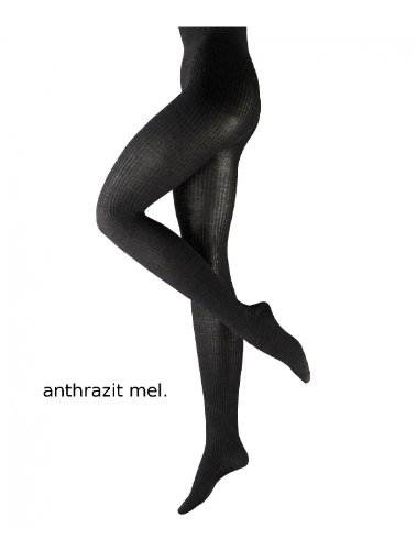 Falke Soft Merino Wool Ribbed Tights -Anthracite, M