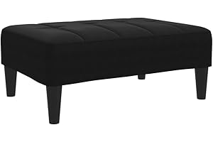 vidaXL Black Velvet Footstool/Ottoman - Comfortable Footrest/Stool with Plywood Frame for Living Room, Bedroom, or Office - 77x55x31 cm