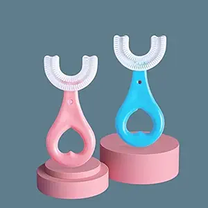 Live2Better U Shaped Toothbrush for Kids ( 2 Pcs ) Manual Whitening Toothbrush Silicone Brush Head for Kids Children Infant Toothbrush For 2-6 Years Mouth-Cleaning (Multicolor, Pack of 2)