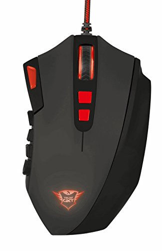 Trust GXT 166 - Rat  n Gaming laser para juegos MMO  18 botones programables  peso regulable  USB   color negro