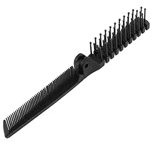 Mluffy Double Headed Pocket Hair Comb 2 in 1 Plastic Travel Folding Portable Hair Brush Comb for Womens and Mens (Black 1)