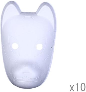 meioro DIY White Paper Mask Pulp Blank Hand Painted Mask Personality Creative Free Design Mask (10Pcs,Fox)