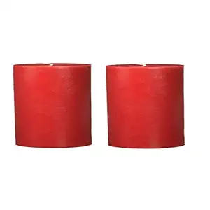 DELHI CANDLES Home Made Hand Crafted Smooth Pillar Candles, Set of 2 for Home Decor/Meditation/Aroma/Reiki/Party/Romantic Dinner/Christmas & Other Occasion (Red, 3X3)