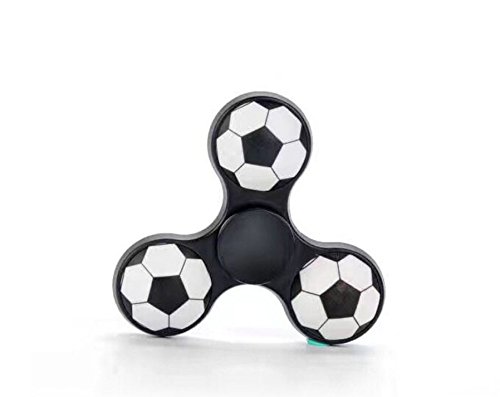 KOTiger Fußball Fußball Muster Fidget Hand Spinner Rad Spielzeug für Kinder Adult Stress Reduzieren (Schwarz)