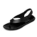 Produktbild HILOTU - Herren-Sandalen Pu-leder Strand Hausschuhe Casual Klettverschluss Rutschfeste Sohle Sandalen Mode Flache Schuhe (Color : Schwarz, Größe : 40 EU)