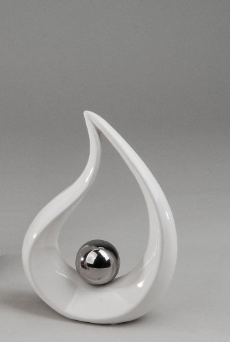 Moderne Skulptur aus Keramik weiß/silber Höhe 23 cm